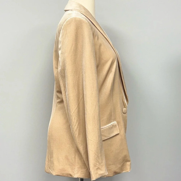 INC Velvet Blazer Women’s Plus Size XXL 2X Champagne Single Button Jacket Velour - Picture 3 of 8